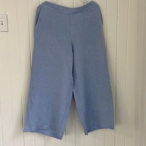 Wide leg light blue linen pants